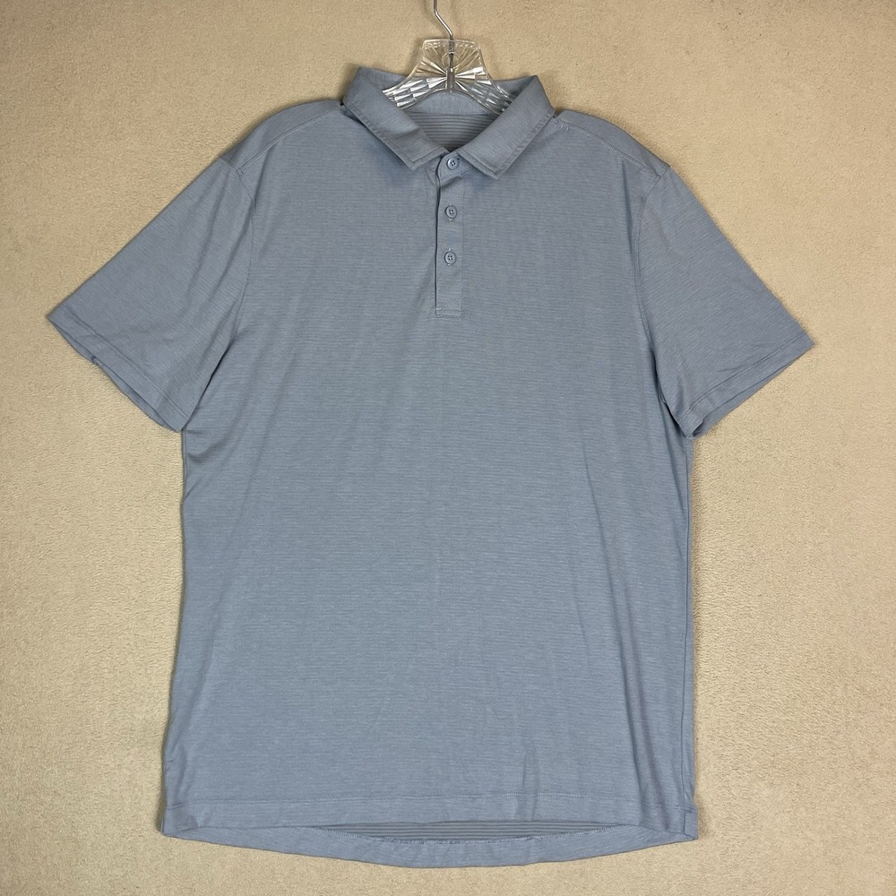 Lululemon Polo Shirt Mens M Blur Performance Stretch Athletic Short‎ Sleeve